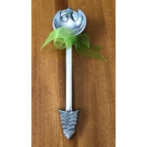 IHI Christmas Tree Serving Spoon Fork Set 2 Piece Pewter Metal Holiday India